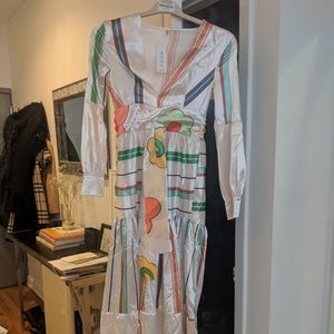 Multi-color, floral silk maxi dress